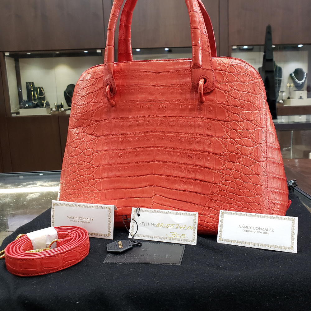 Nancy Gonzalez Red Crocodile Shoulder Bag Purse